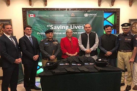 Canadian govt. gifts bullets proof vests and helmets to KP police